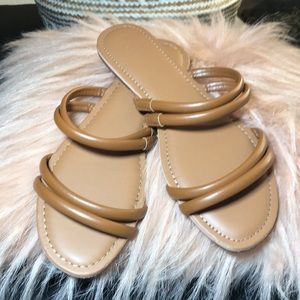 J. Crew Women’s New Strappy Tan Flat Sandals 9